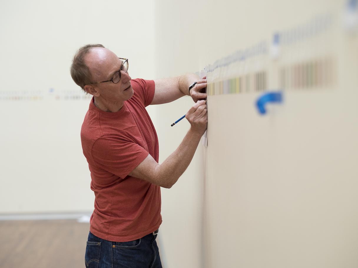 Spencer Finch installing "Great Salt Lake and Vicinity"