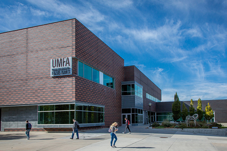 UMFA exterior with students walking by