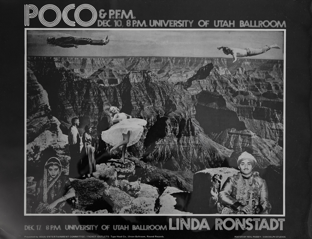 Concert poster, Poco and P.F.M., December 10, 1972, and Linda Ronstadt, December 17, 1972. University of Utah Archives: Musical Performances – Miscellaneous vertical files. J. Willard Marriott Library, University of Utah.