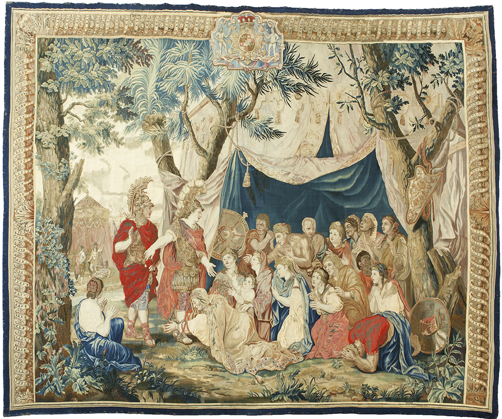 Woven tapestry depicting Roman soldier under a tree