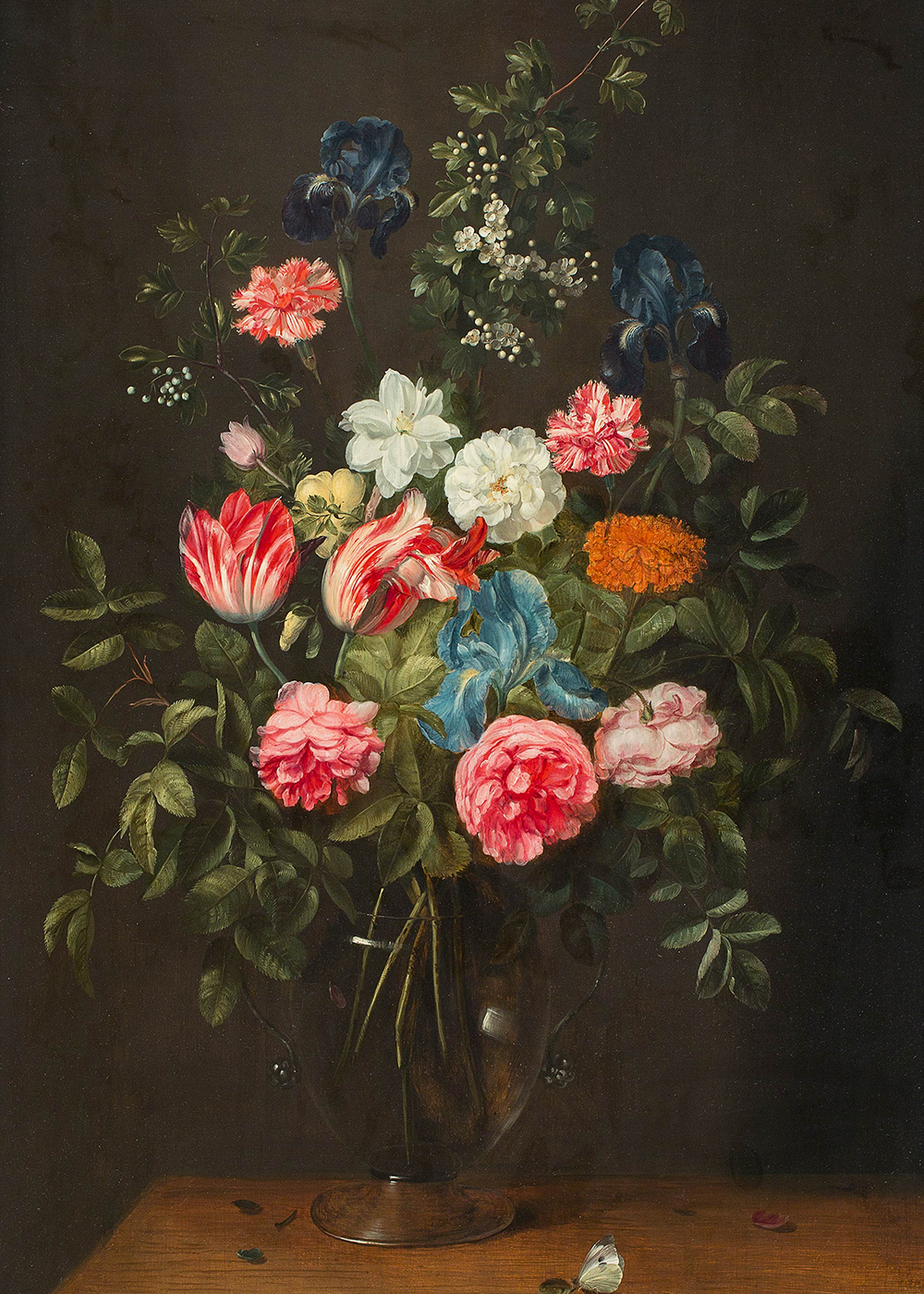 oil painting still life of a vase overflowing with spring flowers