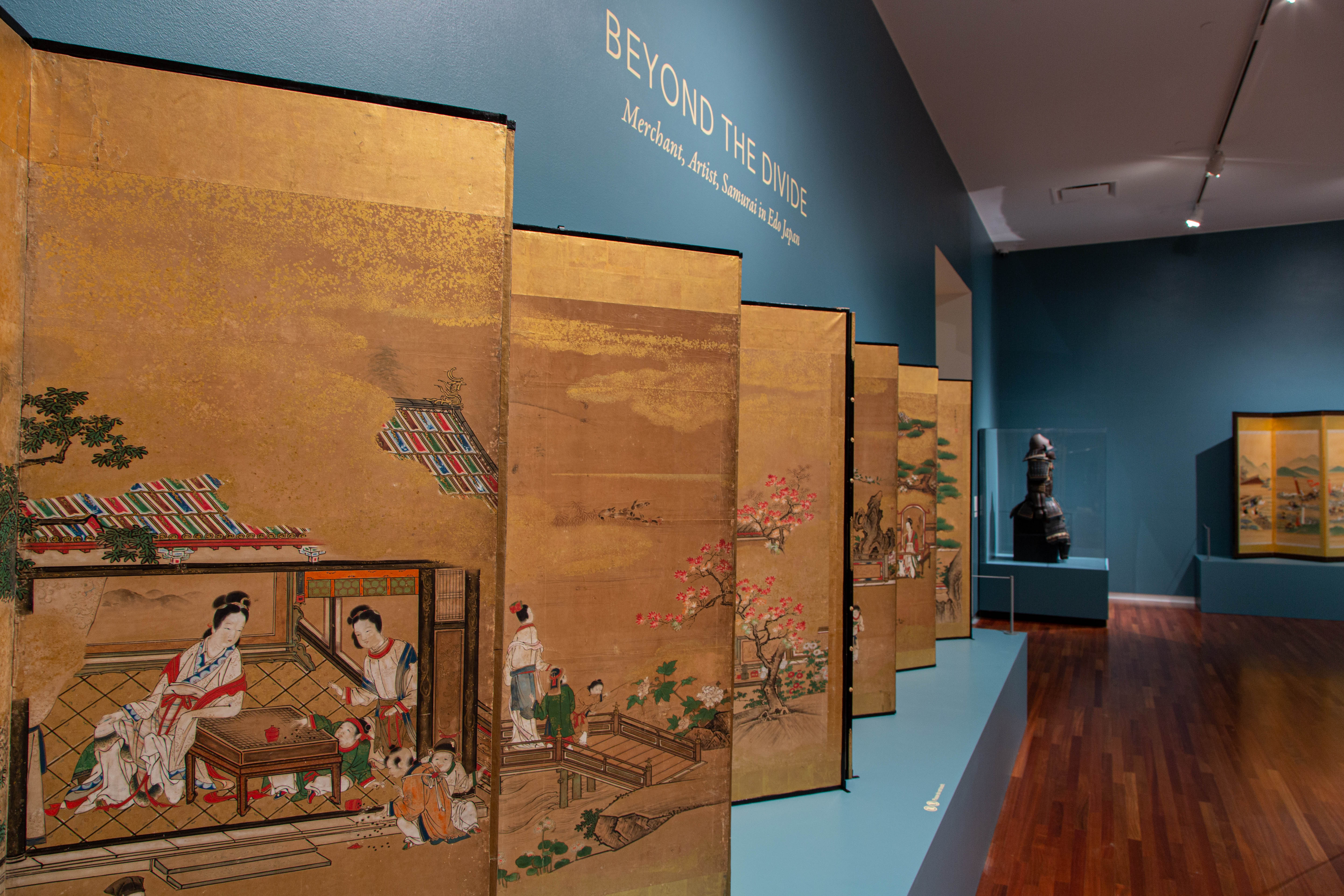 Japanese, 1636–1713 The Four Accomplishments, 1704–13 Japanese ink, gouache, paper, wood, silk, and gold leaf
