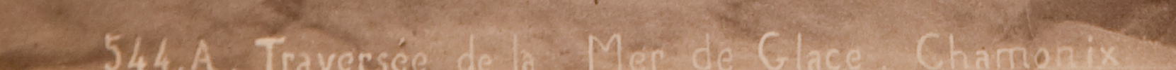 A zoomed in image of the inscription at the bottom of "Traversee de la Mer de Glace, Chamonix"