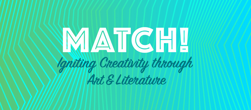 Match graphic for literature reading event in the galleries 