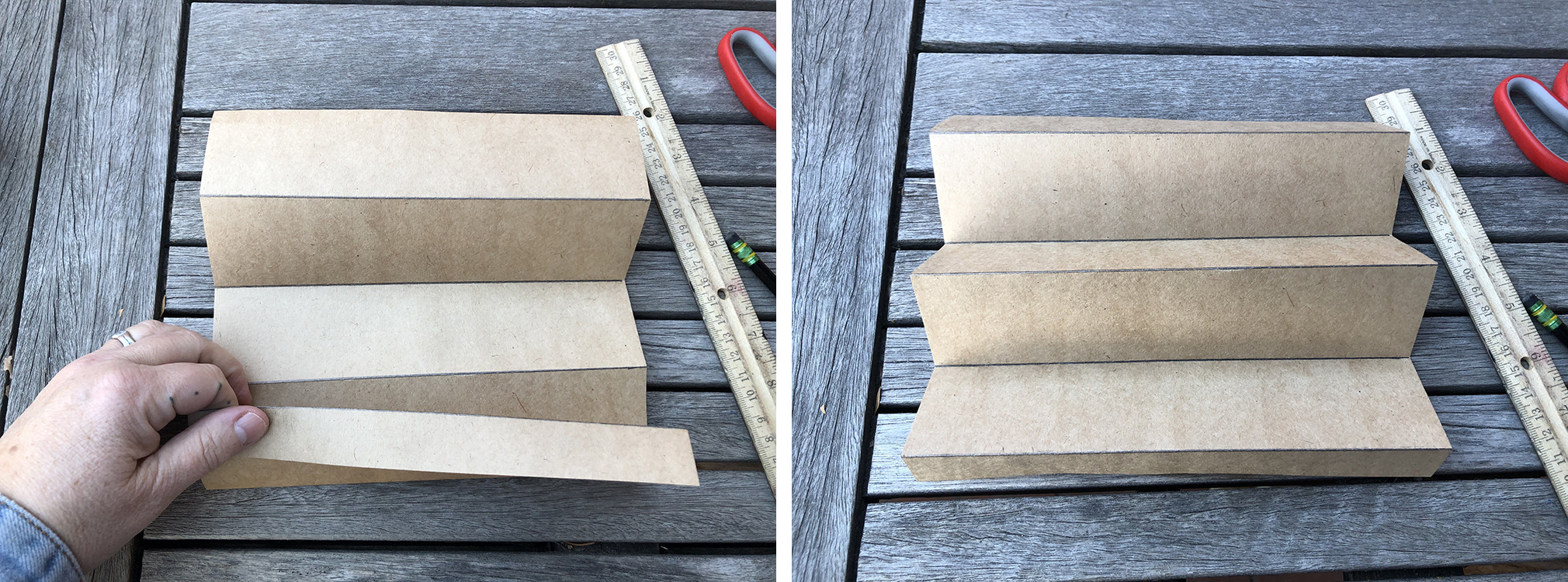 craft paper accordion folded into 6 sections 