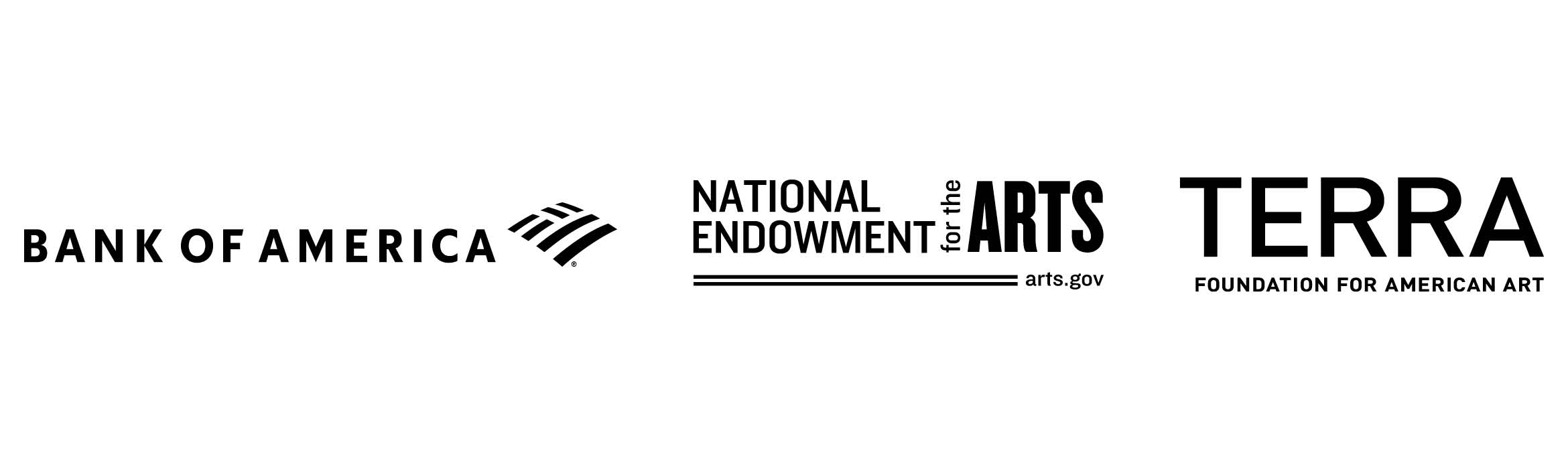 Bank of America, Terra Foundation and National Endowment for the Arts Logos in Black