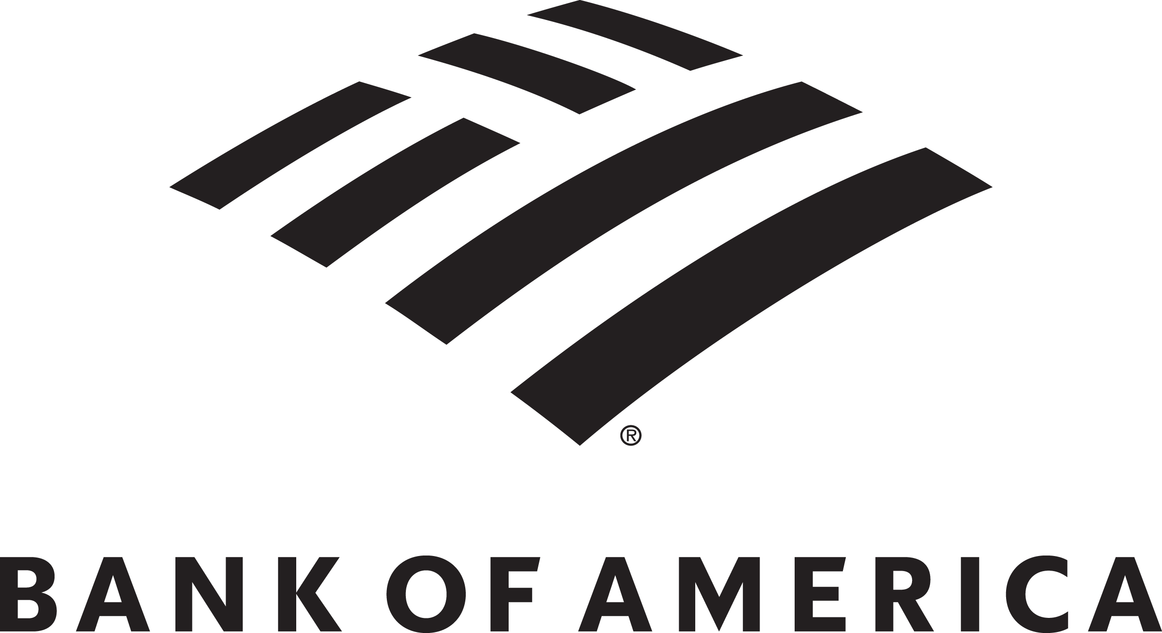 black and white logo that says Bank of America.