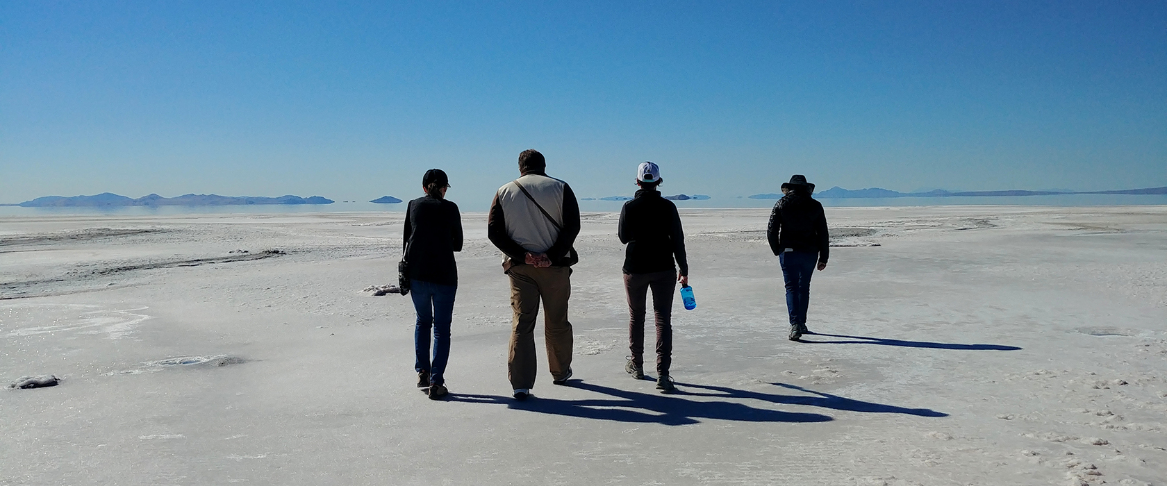 Group of people on the shore of the Great Salt Lake