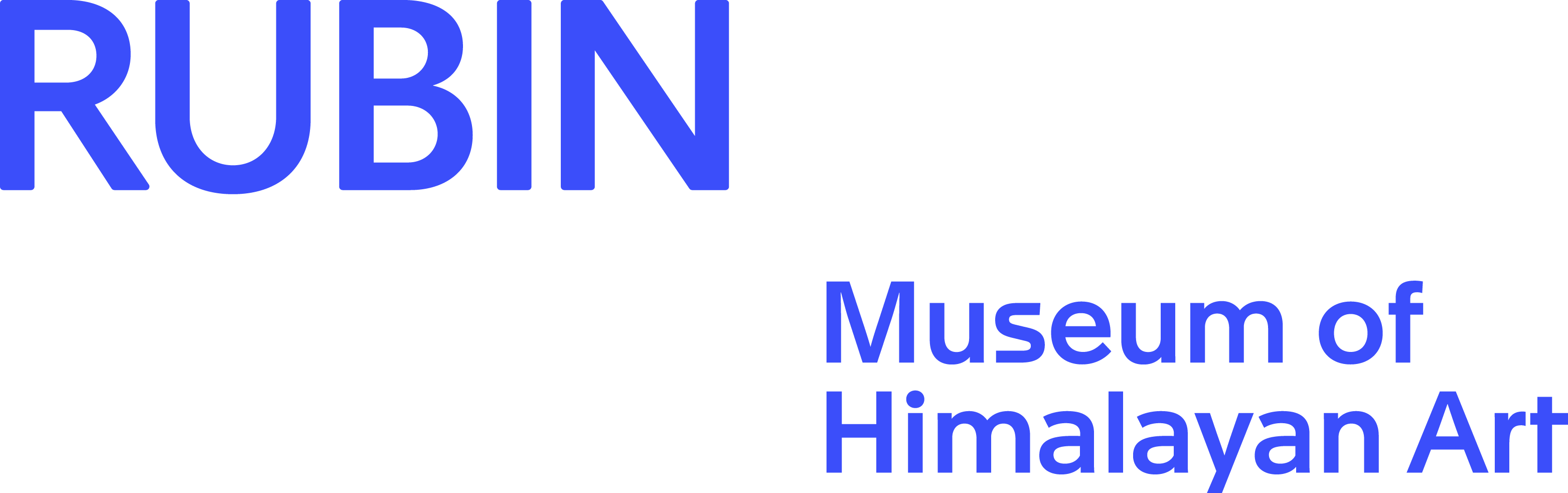 A graphic text logo in blue that says "Rubin Museum of Himalayan Art"