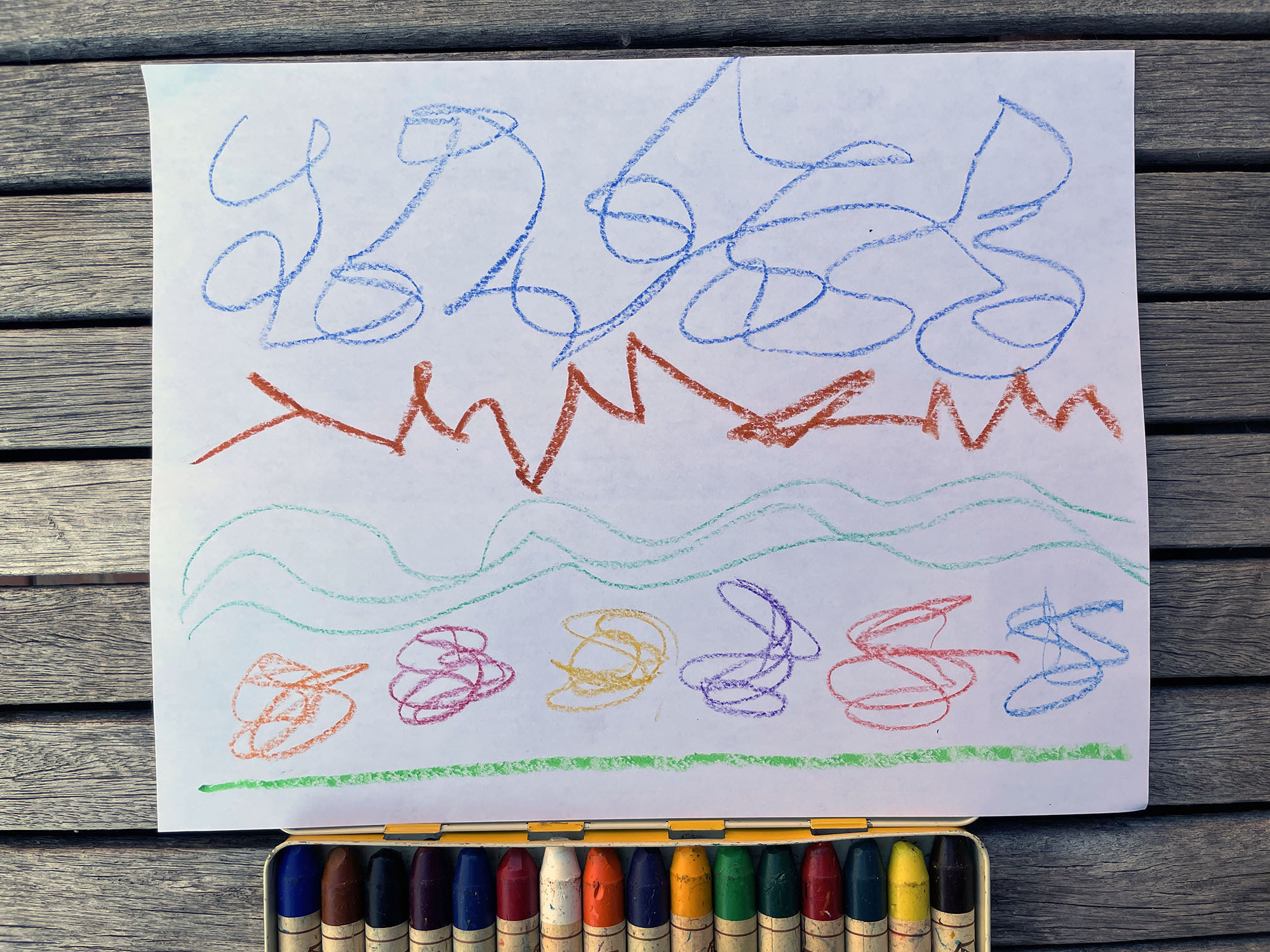 a crayon drawing show movement with squiggly lines