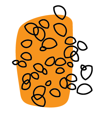 A simple illustration of half circles on an orange backdrop.