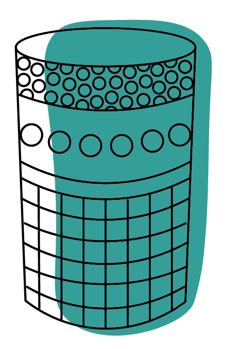 A simple illustration of a pot on a blue background.