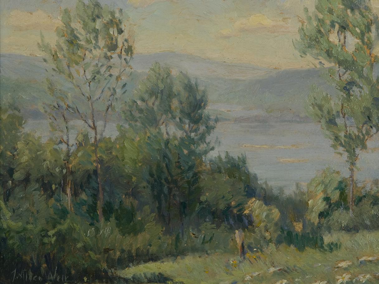 Julian Alden Weir, American, Connecticut Scene, oil on canvas, early 20th century. umfa1985.014.029.