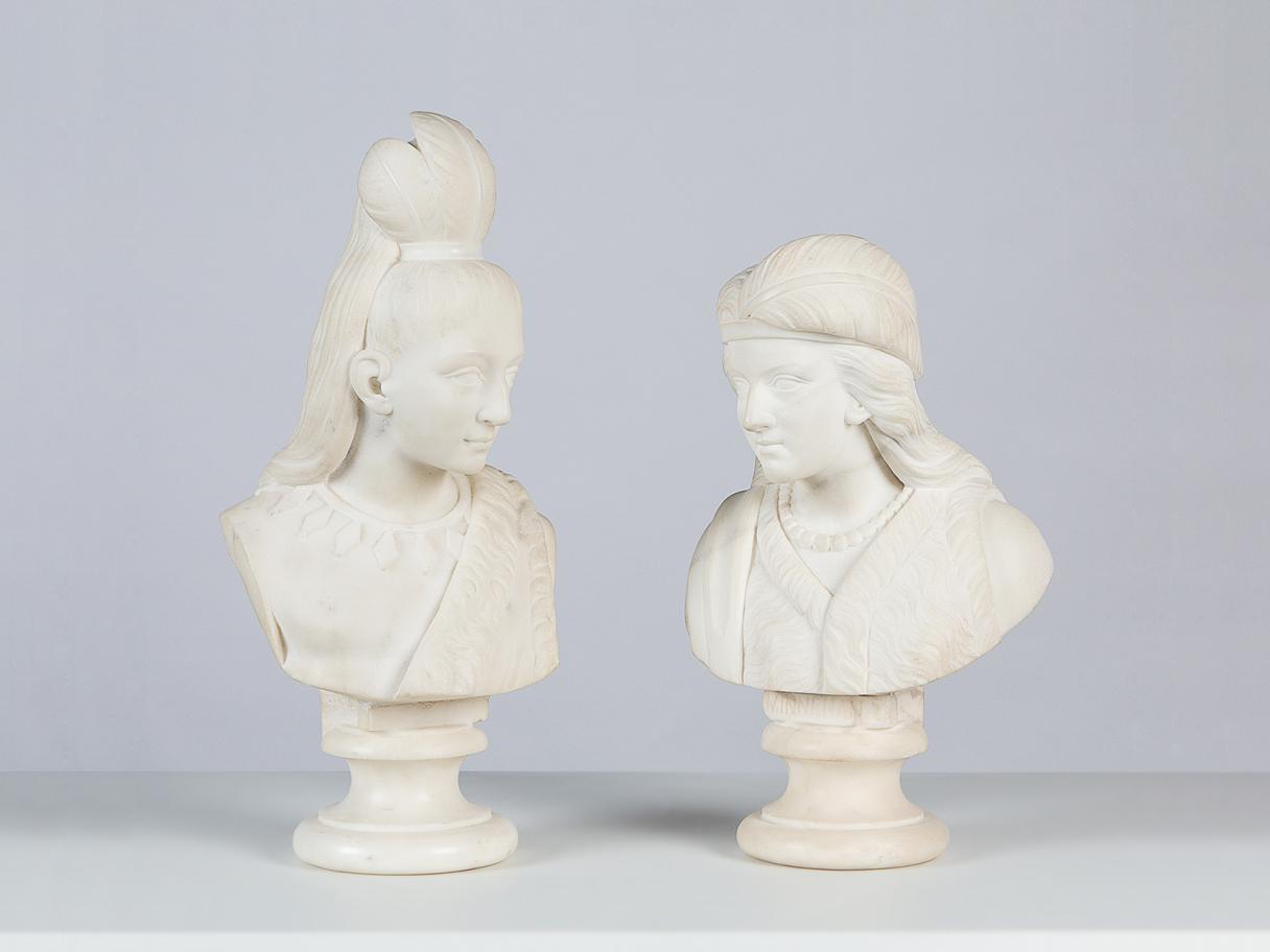 Edmonia Lewis (America), Hiawatha and Minnehaha, 1868, Marble, Collection of the Utah Museum of Fine Arts Purchased with funds from an anonymous donor, the Emma Eccles Jones Foundation, and the Marriner S. Eccles Foundation. UMFA2018.2.1 and UMFA2018.2.2