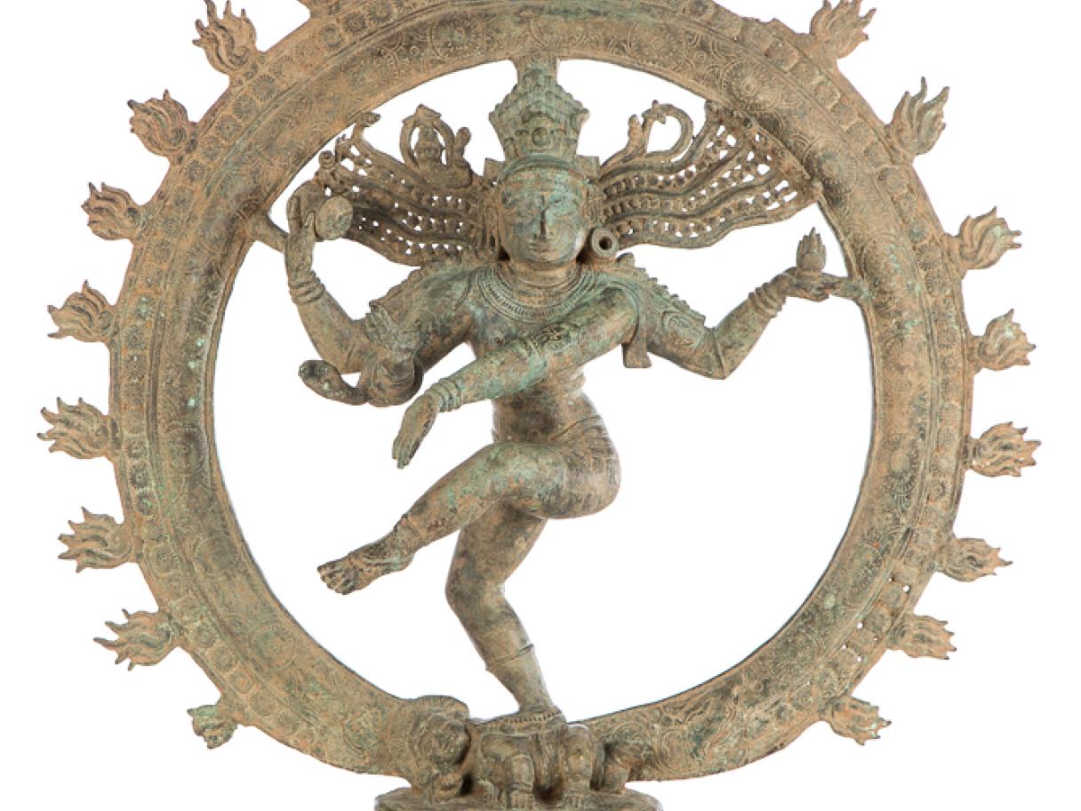 Southern Indian, Chola Dynasty, Siva as Lord of Dance, ca. 12th-13th century, bronze, 27 1/8 x 24 1/2 x 8 1/2 in., gift of the Christensen Fund to commemorate founding Director E. Frank Sanguinetti's 84th birtday, UMFA2001.11.1.