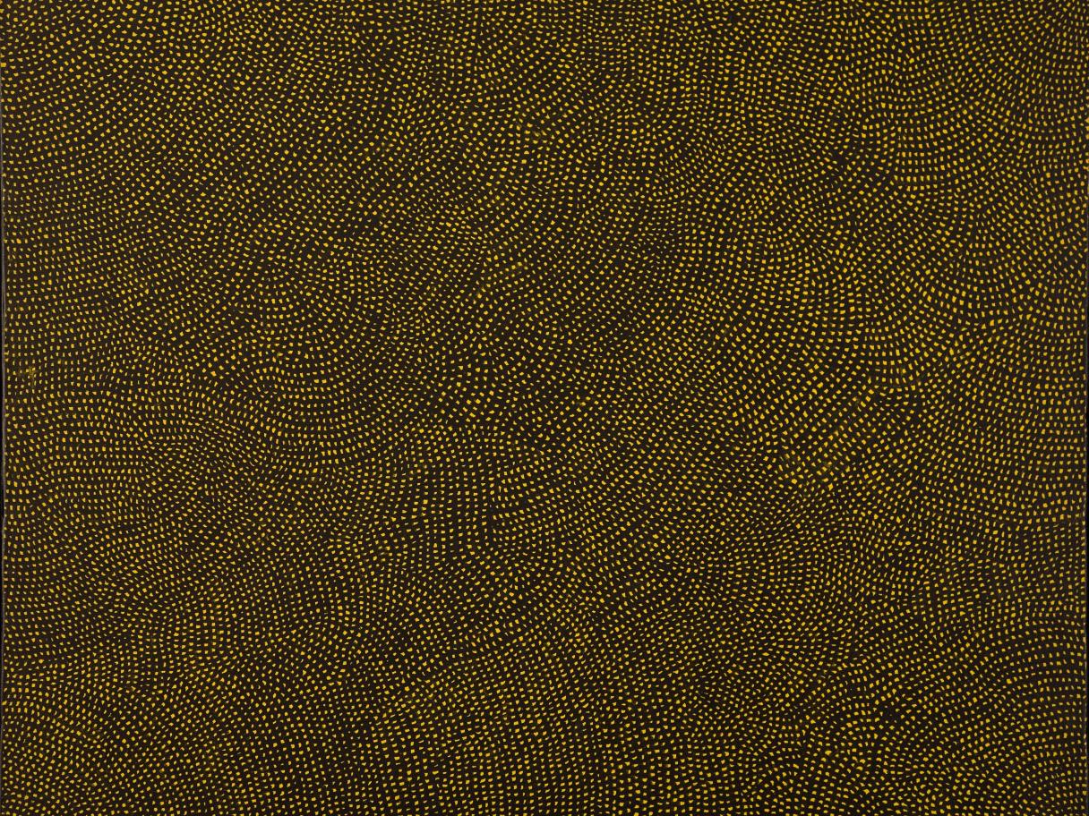 Yayoi Kusama (Japanese, b. 1929) Infinity Nets, 1959, oil on canvas, 28 5/8 x 35 ¾ inches, purchased with funds from The Phyllis Cannon Wattis Endowment Fund, UMFA2011.2.2