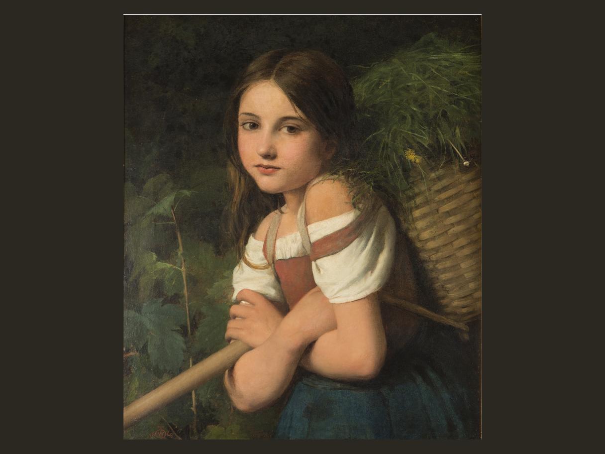 William Charles Thomas Dobson, (British, 1817-1898), The Fern Gatherer, 1865, oil on canvas, 23 1/2 x 19 7/8 in., gift of John Pilcher, UMFA2017.6.6