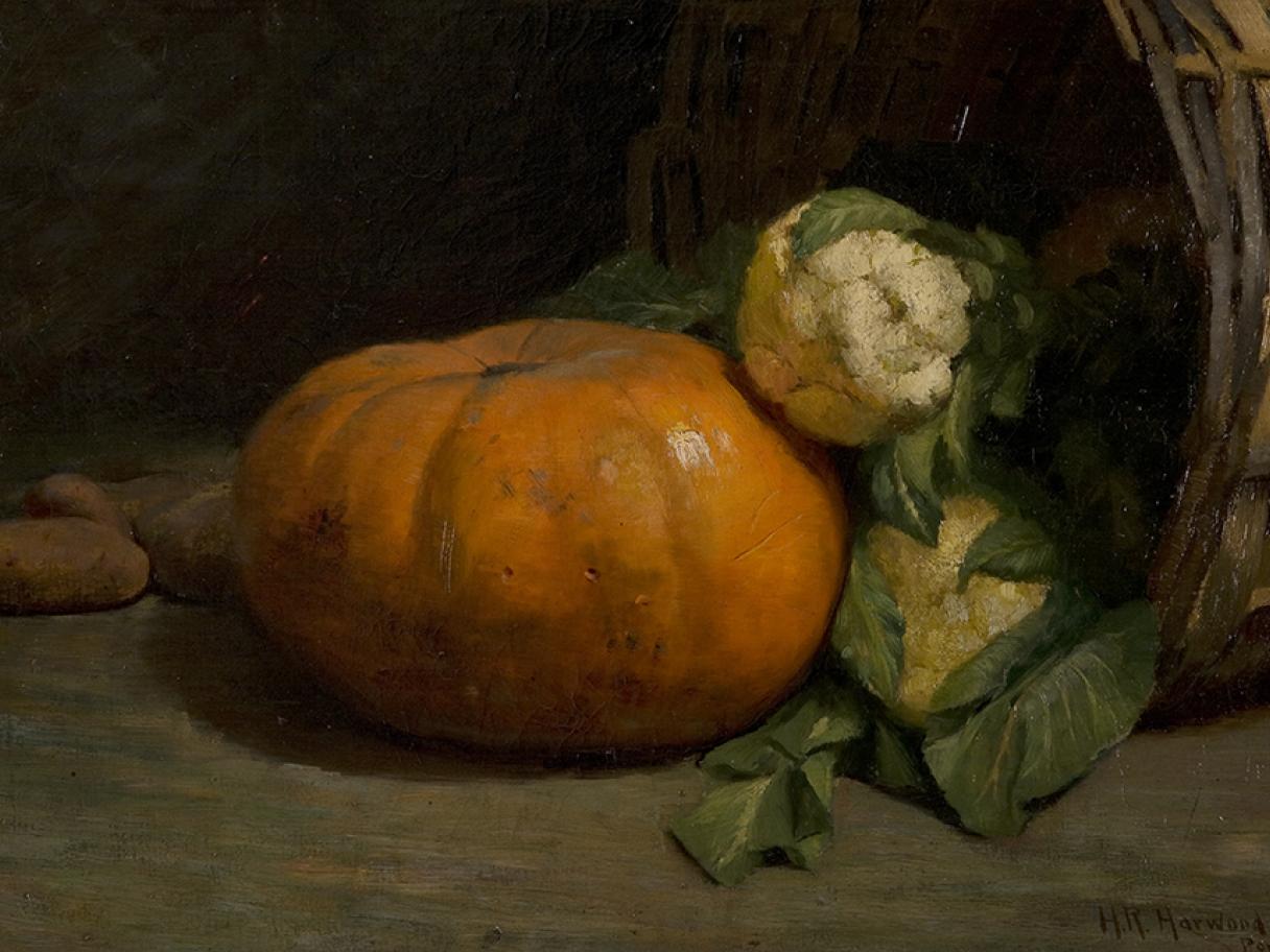 Harriett Richards Harwood, American, The Pumpkin and the Cauliflower (Still Life), oil on canvas, 1892 Harriett Richards Harwood, American, The Pumpkin and the Cauliflower (Still Life), oil on canvas, 1892