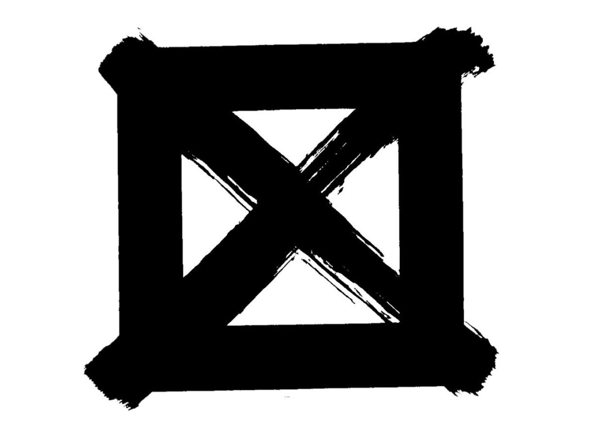 Day without art logo, black x in a black square