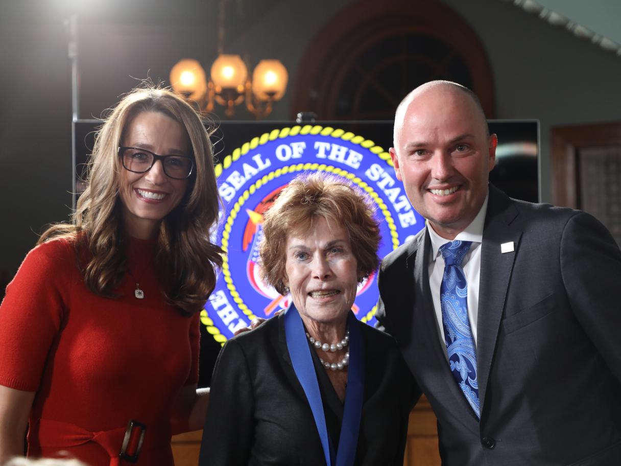 Marcia Price with Utah First Lady Abby Cox (left) and Governor Spencer J. Cox