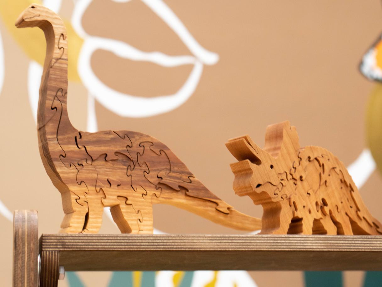 two 3d wood dinosaur puzzles 