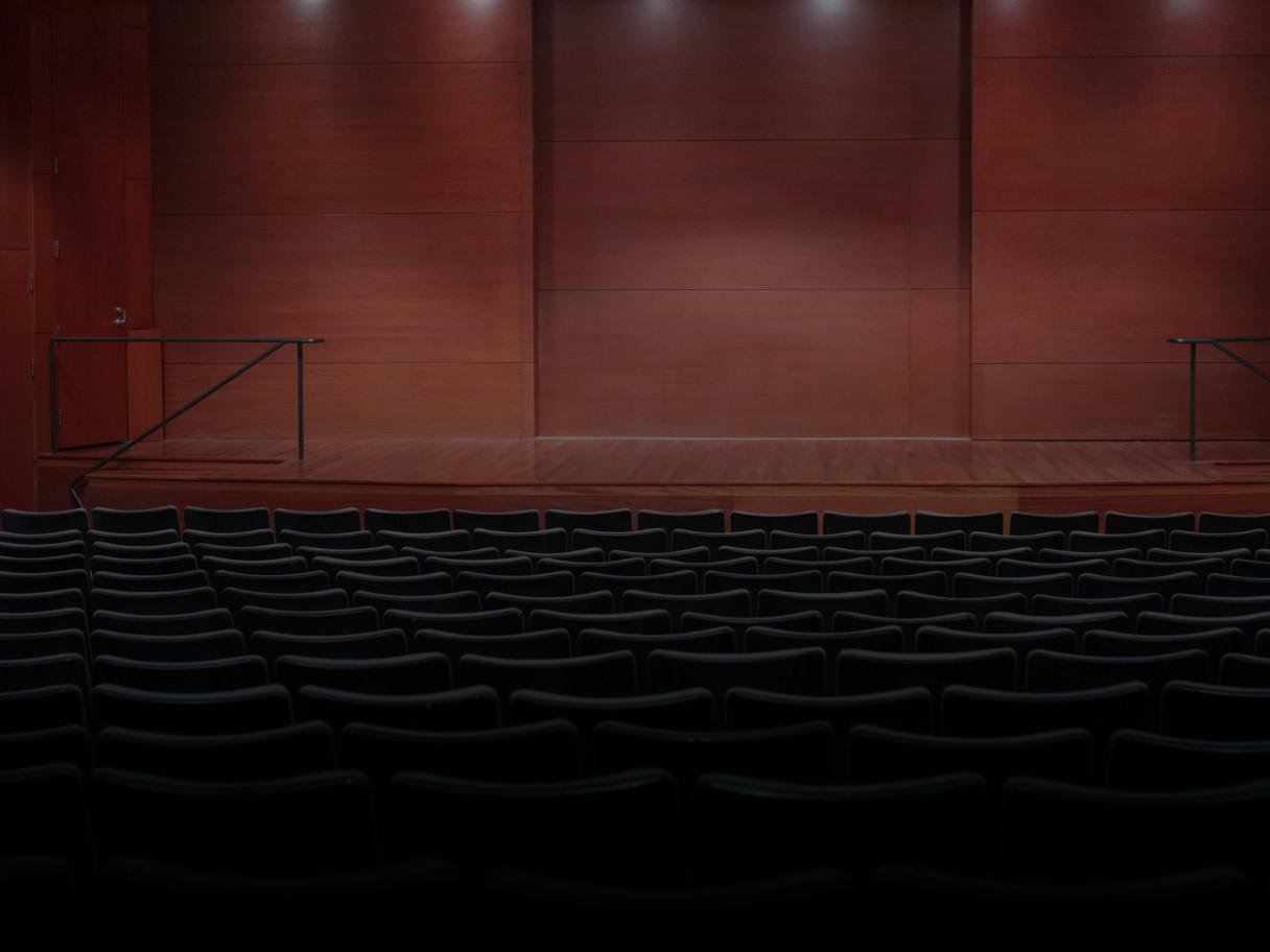 A darkened auditorium.