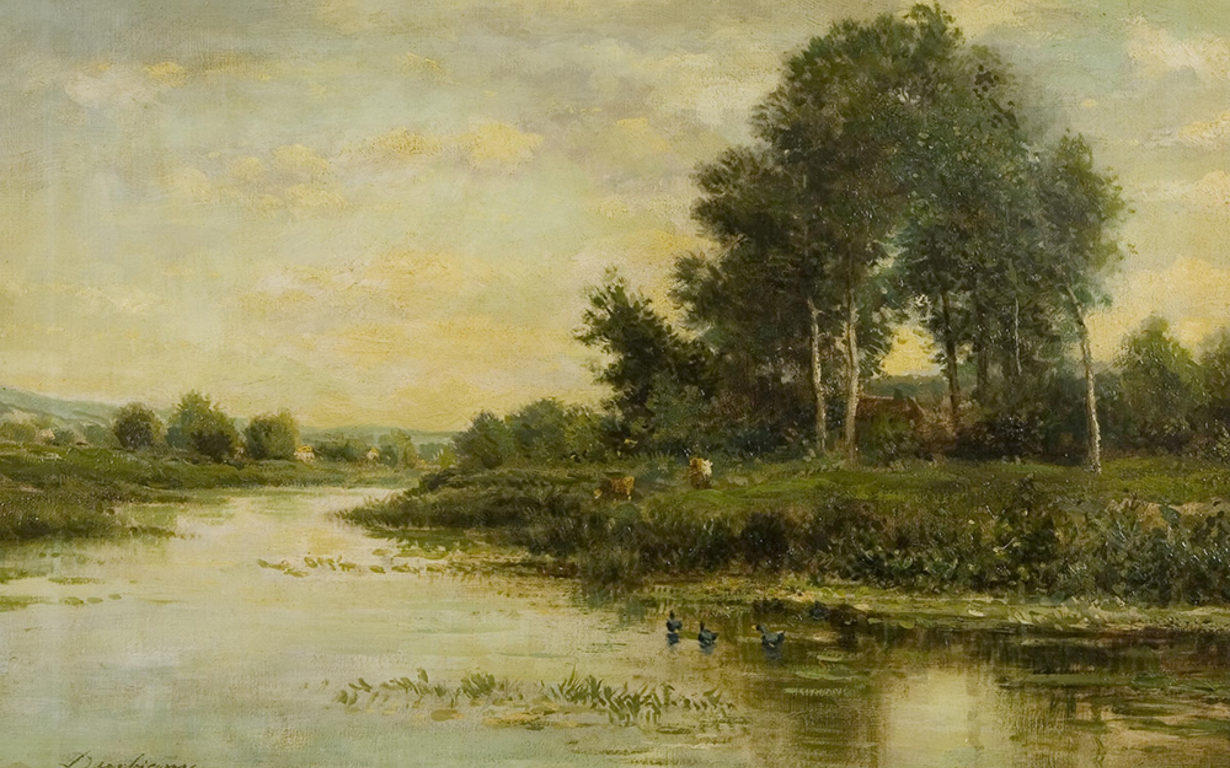 Charles Francois Daubigny (1817-1878), French, “The River,” oil on canvas, gift of Edward Bartlett Wicks, UMFA1926.010. Charles Francois Daubigny (1817-1878), French, “The River,” oil on canvas, gift of Edward Bartlett Wicks, UMFA1926.010.