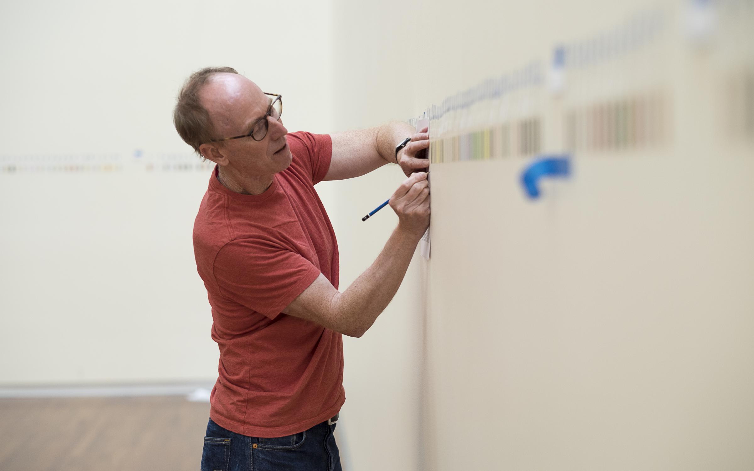 Spencer Finch installing "Great Salt Lake and Vicinity" Spencer Finch installing "Great Salt Lake and Vicinity"