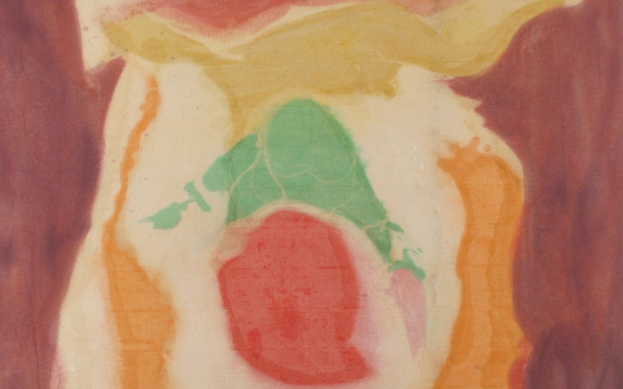 Helen Frankenthaler (American, 1928-2011) American Wizard, 1963, oil on canvas, 70 x 40 in, purchased with funds from the Phyllis Cannon Wattis Fund for Twentieth-Century Art with assistance from Friends of the Art Musuem, UMFA1999.36.1