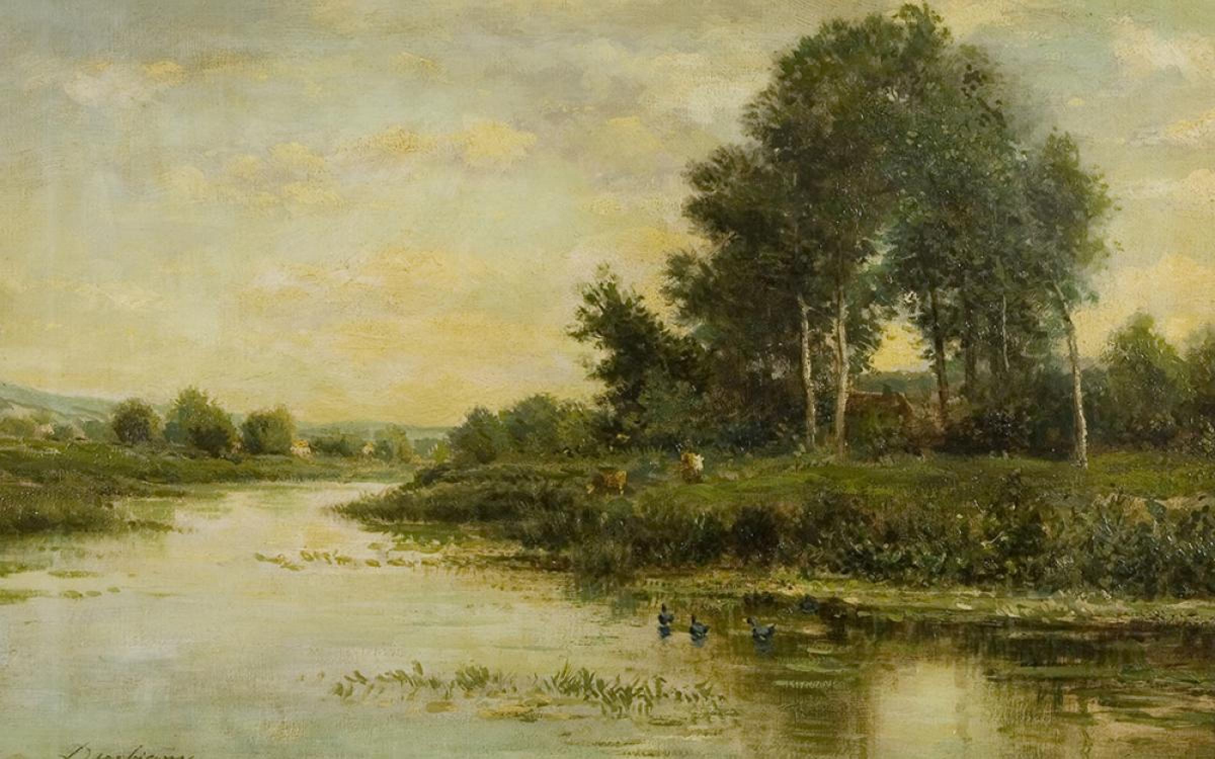 Charles-François Daubigny, (French, 1817-1878), The River, undated, oil on canvas, 16 x 24 in., gift of Edward Bartlett Wicks, UMFA1926.010