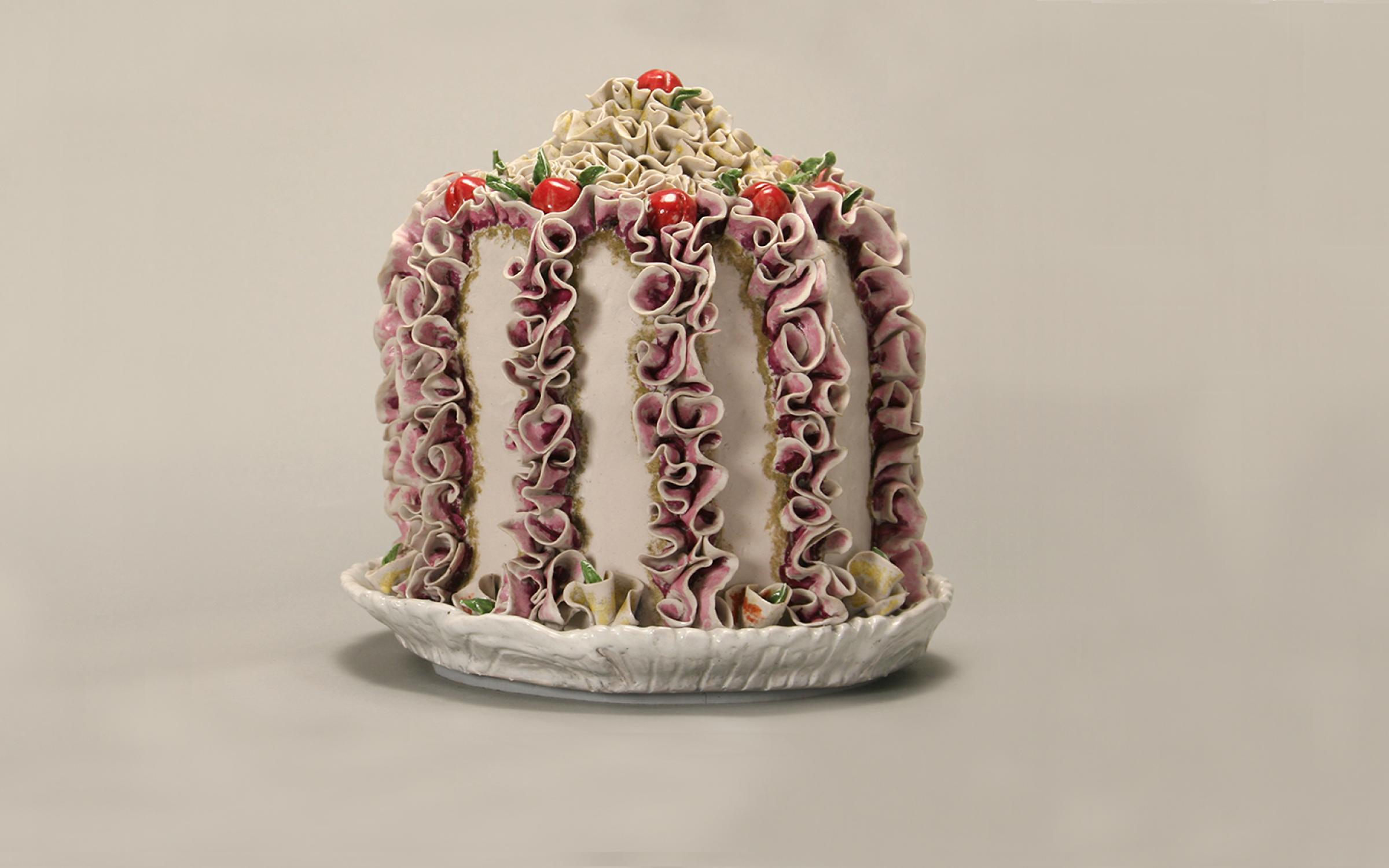 Sandra Lynne Riddell Shannonhouse, (American, 1947), Fleurs of Cherries, 1974, porcelain, 11 x 9 1/2 in, purchased with funds from the National Endowment for the Arts and the Associated Students of the University of Utah Museum, UMFA1977.169 Sandra Lynne Riddell Shannonhouse, (American, 1947), Fleurs of Cherries, 1974, porcelain, 11 x 9 1/2 in, purchased with funds from the National Endowment for the Arts and the Associated Students of the University of Utah Museum, UMFA1977.169