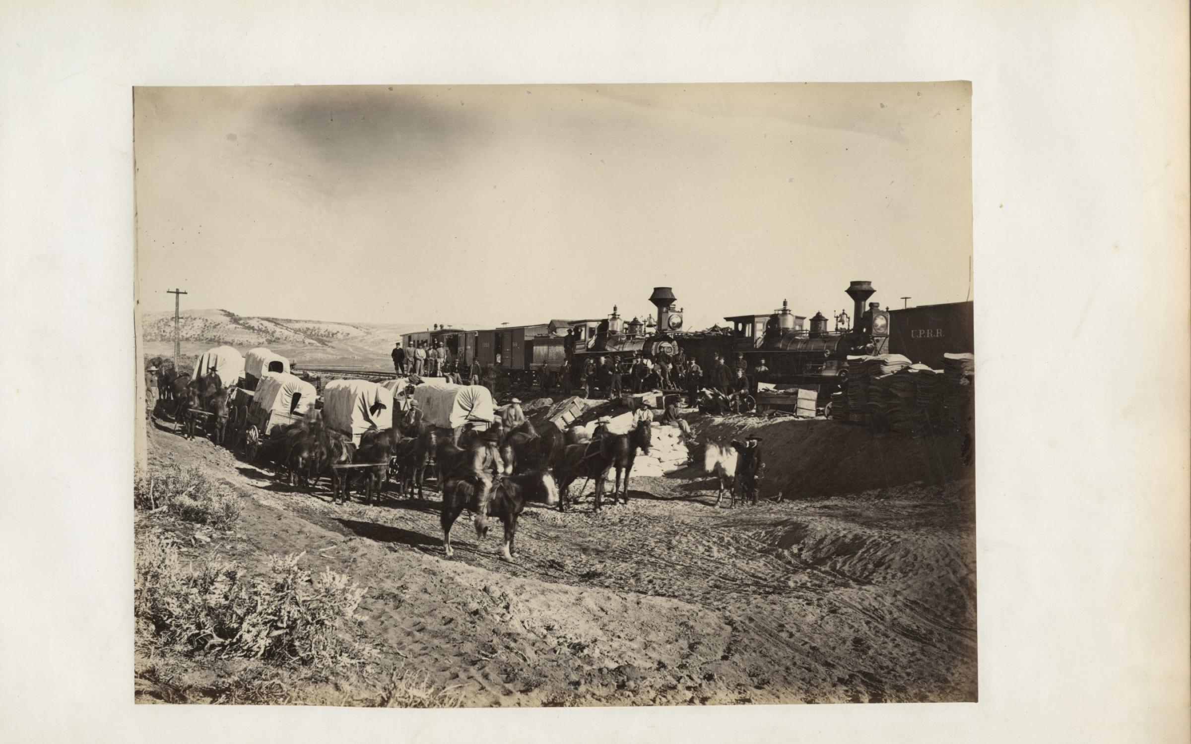 Andrew J. Russell (American, 1829–1902), Supply Trains, 1868, Plate 27, “The Great West Illustrated,” albumen silver print, courtesy Union Pacific Railroad Museum