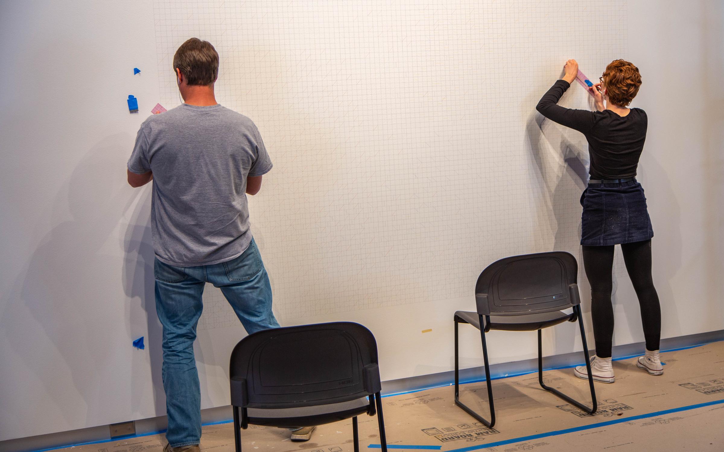Wall Drawing #33 install day 4 Wall Drawing #33 install day 4
