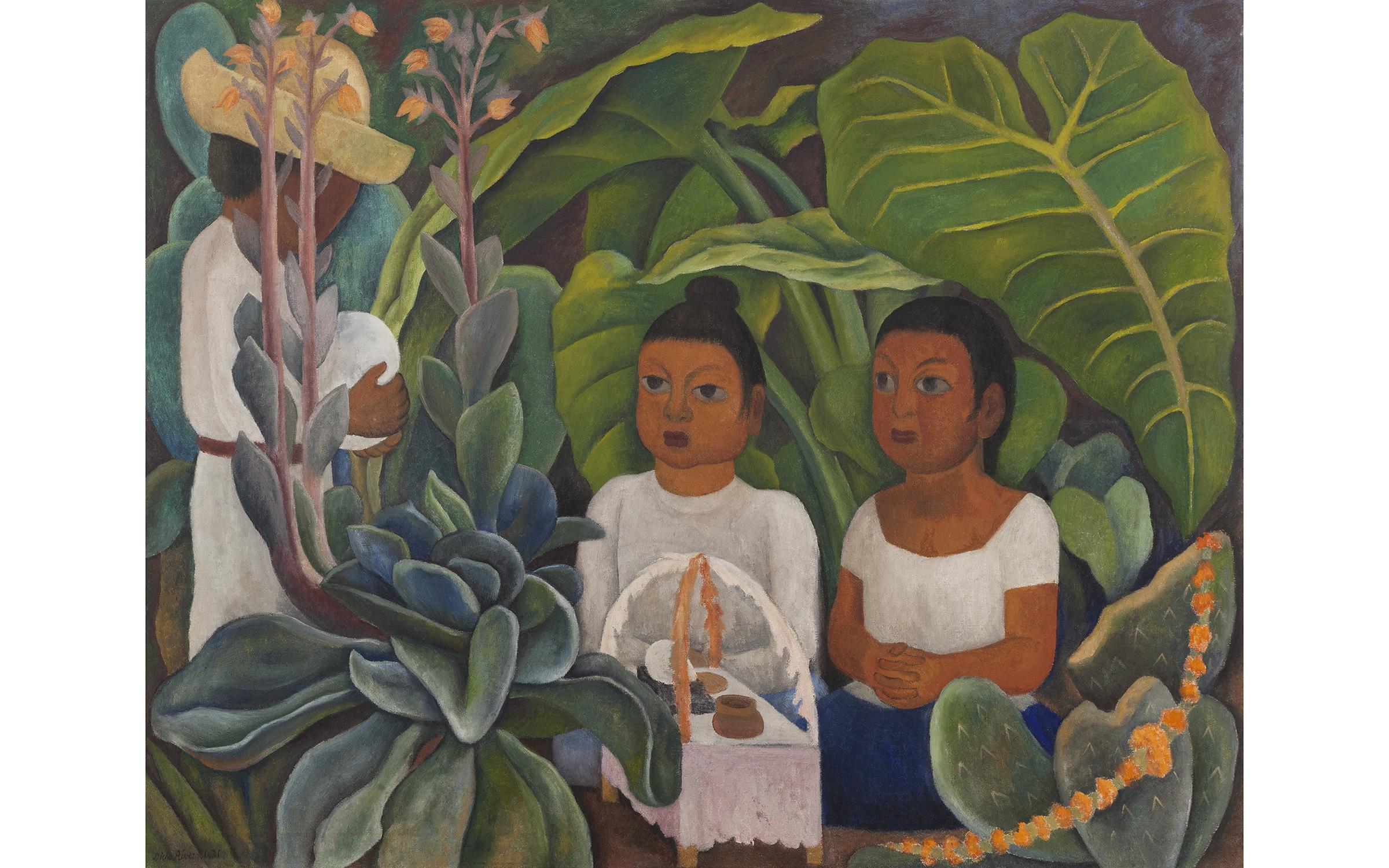 Diego Rivera (Mexican, 1886-1957), La ofrenda, 1931, oil on canvas, 48 3⁄4 x 60 1⁄2 in., Art Bridges, image ©2017 Christie’s Images Limited. ©2019 Banco de México Diego Rivera Frida Kahlo Museums Trust, Mexico, D.F. / Artists Rights Society (ARS), New York, on loan from Art Bridges Diego Rivera (Mexican, 1886-1957), La ofrenda, 1931, oil on canvas, 48 3⁄4 x 60 1⁄2 in., Art Bridges, image ©2017 Christie’s Images Limited. ©2019 Banco de México Diego Rivera Frida Kahlo Museums Trust, Mexico, D.F. / Artists Rights Society (ARS), New York, on loan from Art Bridges