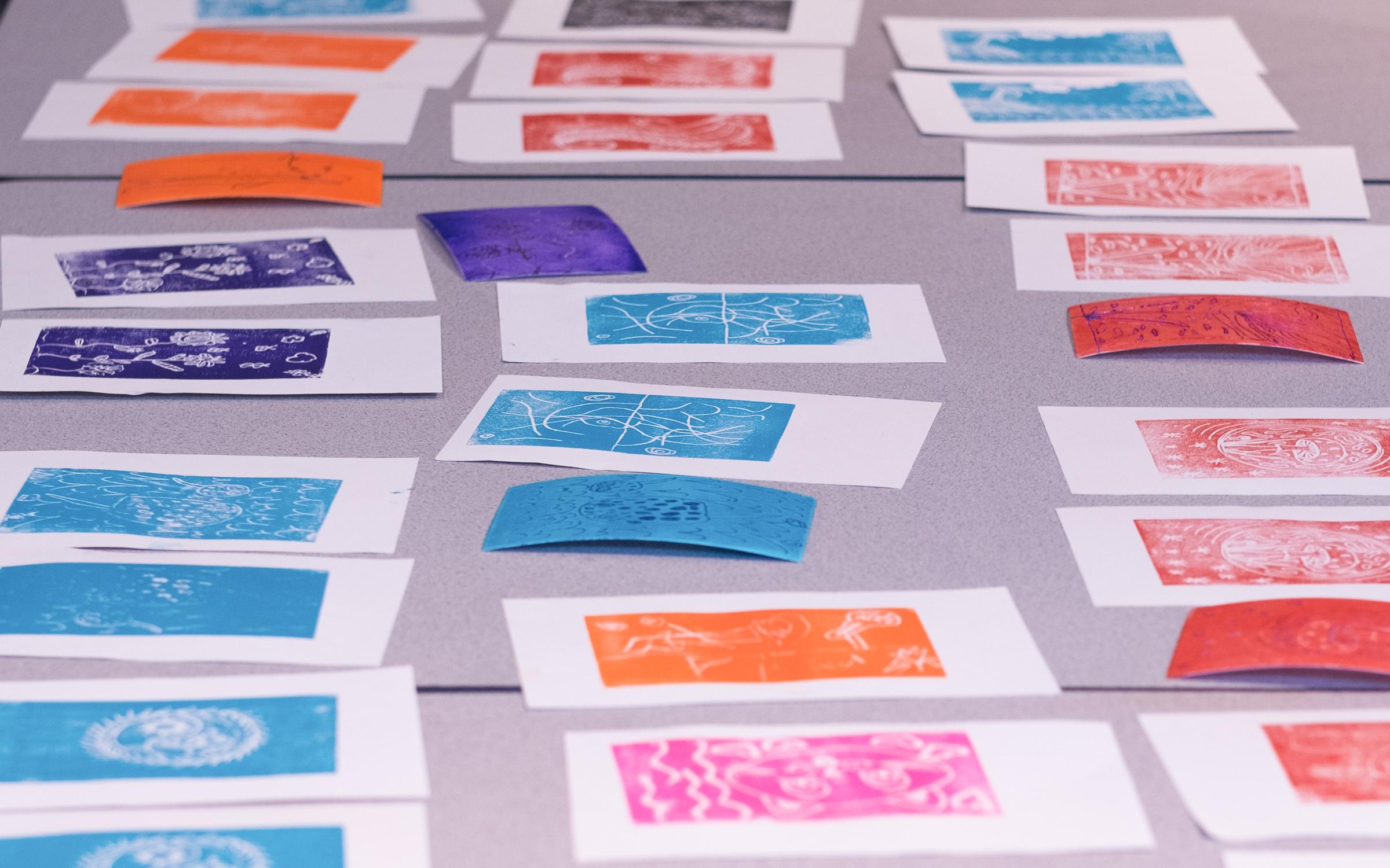 Hand printed Holiday cards at the Utah Museum of Fine Arts