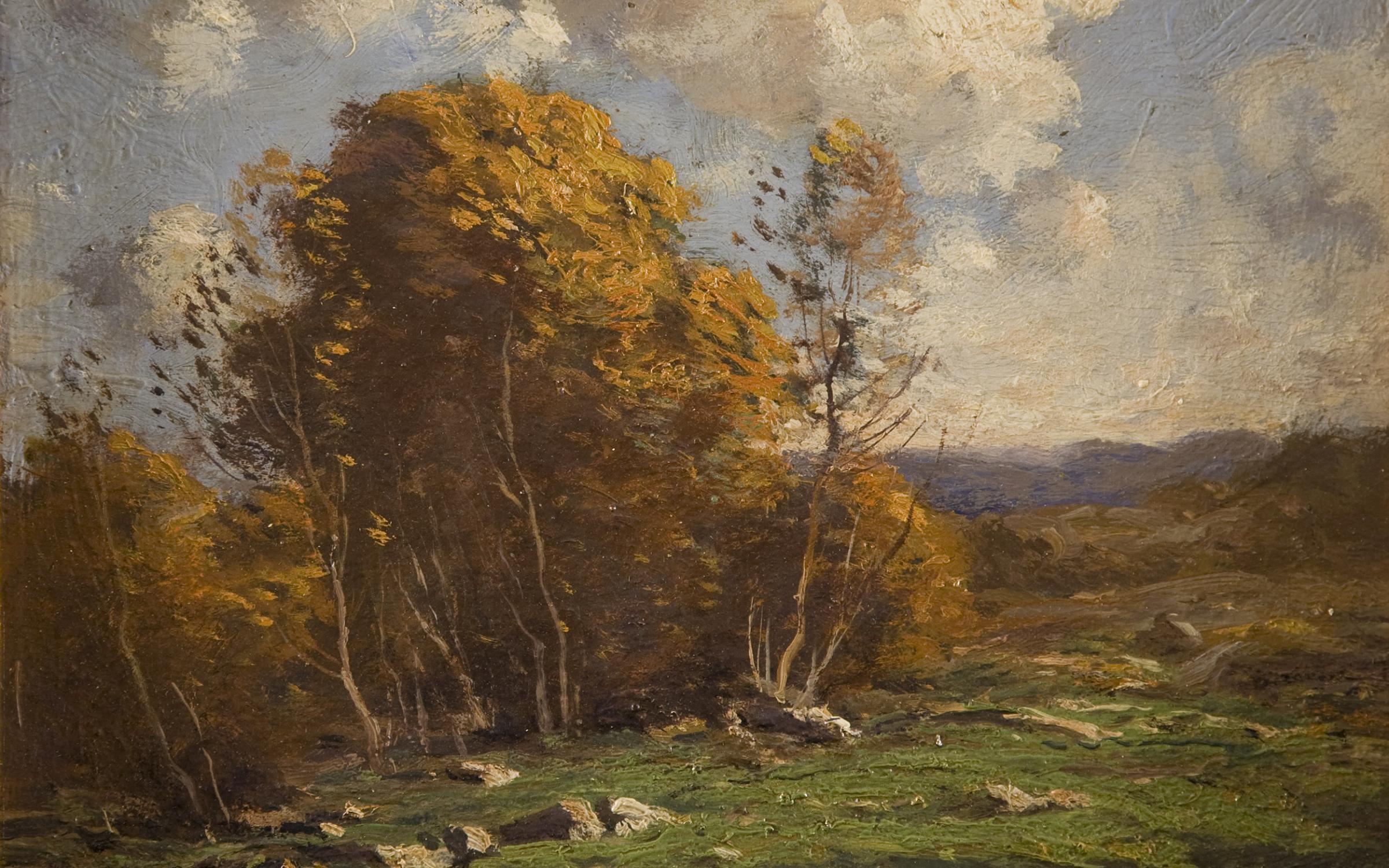 oil painting of aspen treen in a meadow 