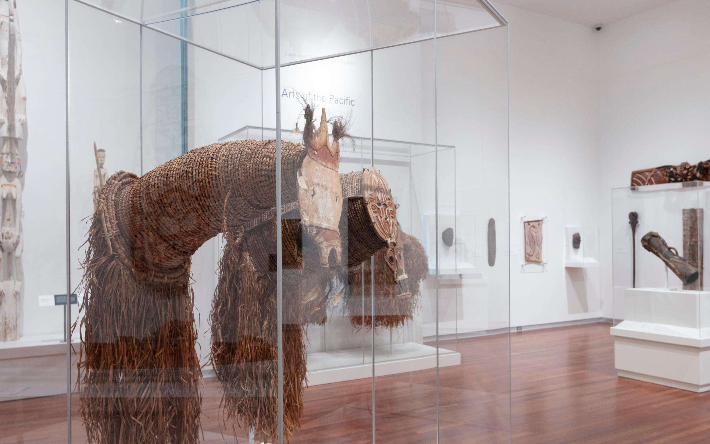 Gallery view of the Arts of the Pacific gallery. 