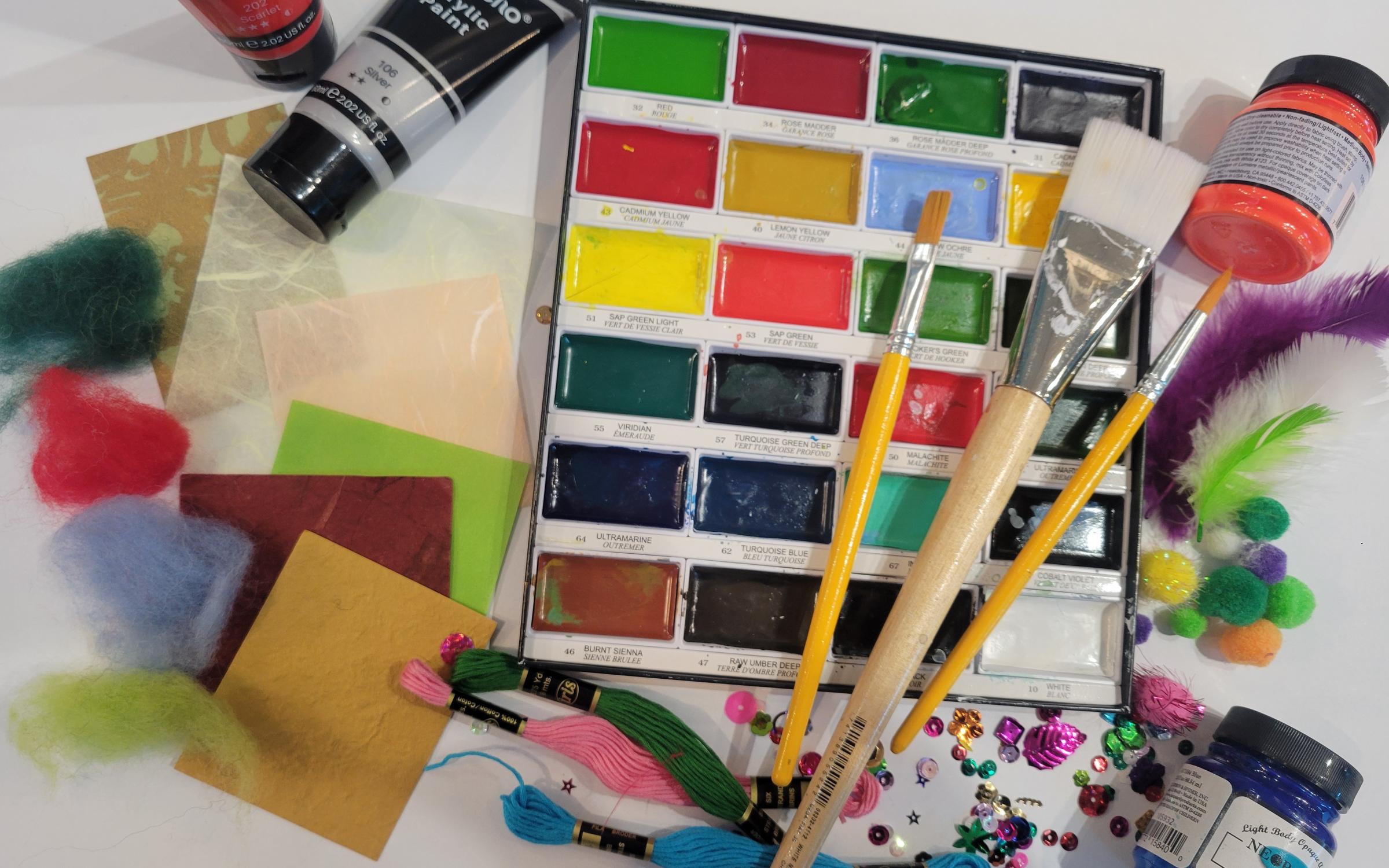 Creative Aging: Maker's Open Studio A collection of art supplies.
