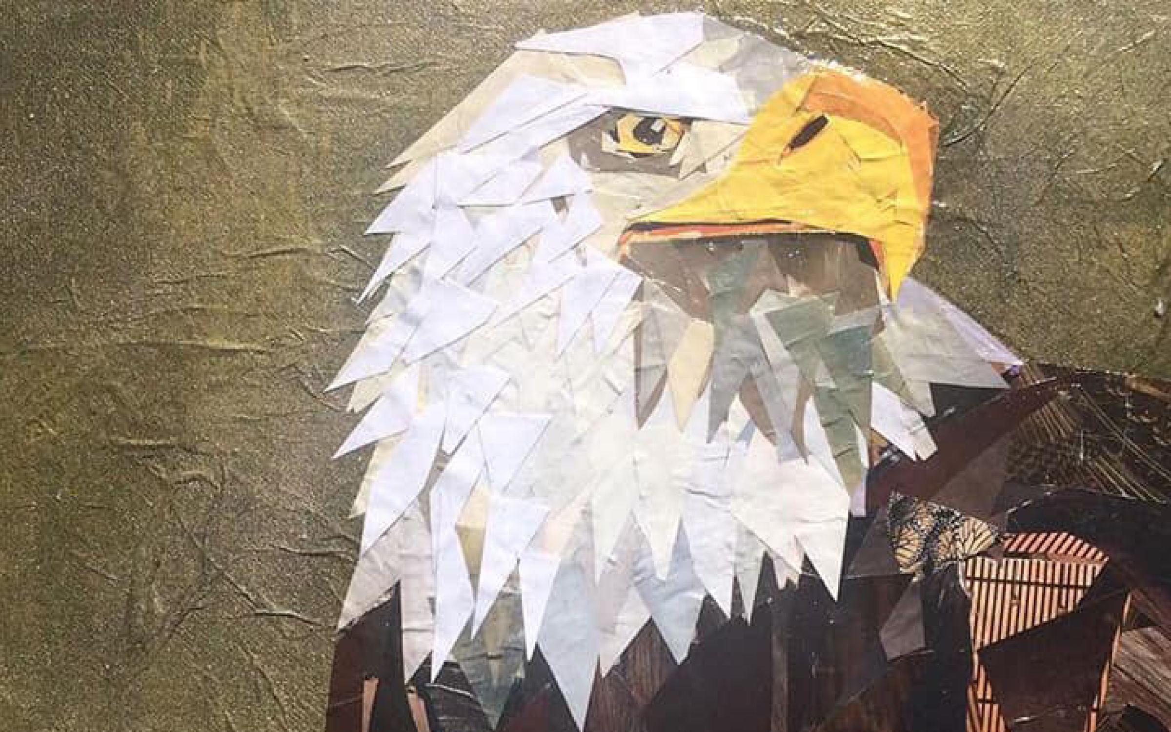 Painting with Paper A paper collage of a bald eagle.