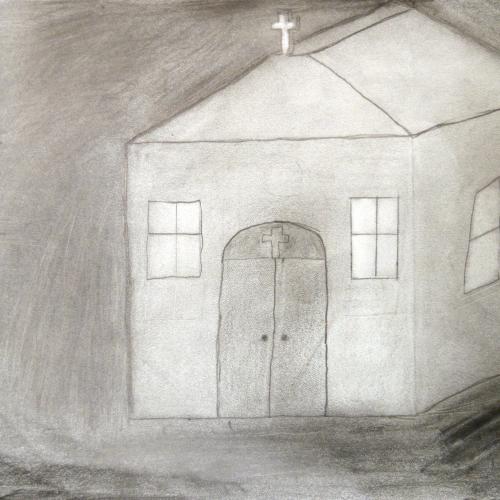 Donald F., (American b. 2005), The Night Church, 2018, pencil on paper.