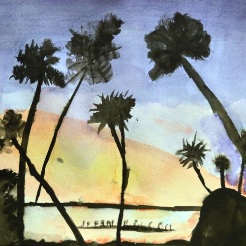 Angelica G., (American b. 2005), Sunset, 2018-19, watercolor on paper.