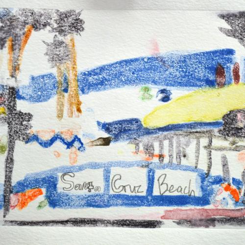 Andrea Z., (Mexican b. 2006), Santa Cruz Beach, 2018-19, watercolor print on paper.