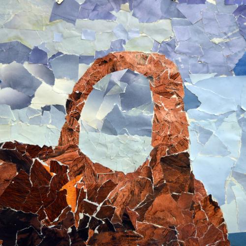 Maria F., (Mexican American b. 2004), Utah Arch, 2018-19, collage on paper.