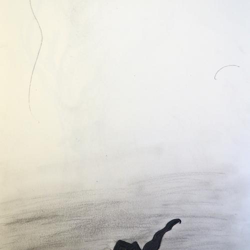 Justice Jackson, (American b. 2002), Hour of Riot, 2018, charcoal and pencil on paper.