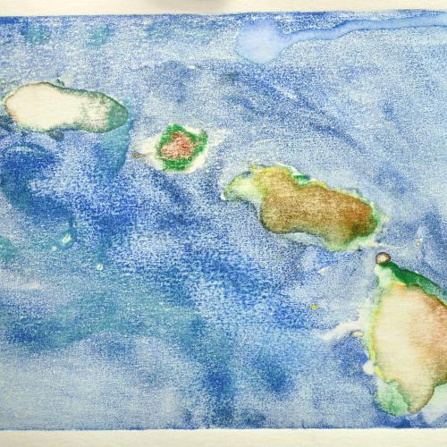 Sariah L., (American b. 2006), Hawaii, 2018-19, watercolor print on paper.