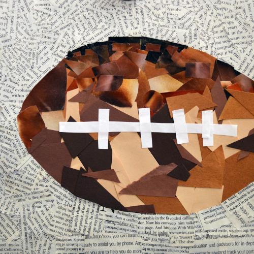 Aneesha R., (Mexican-American b. 2005), Knowledgeable Football, 2018-19, collage on paper.