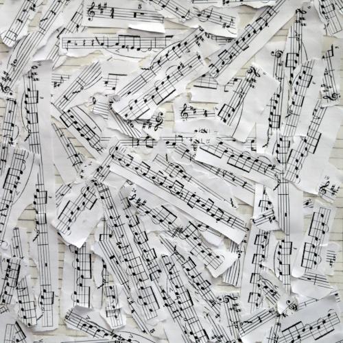 Salomon O., (Mexican-American b. 2004), Music Notes, 2018-19, collage and pencil on paper.