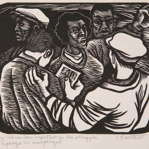 Elizabeth Catlett, My role has been important in the struggle to organize the unorganized, from The Black Woman series, 1946-7