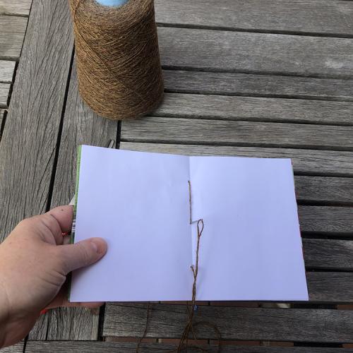 leaf rubbing book with twine binding 