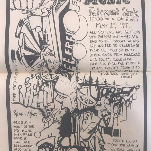 People’s Peace Picnic, Street Paper, May 1971. Bruce Roberts papers, 1966-2004. Special Collections, J. Willard Marriott Library, the University of Utah. 